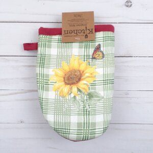 Kitchen Oven Mitt Grabber Sunflower Splendor Green Plaid